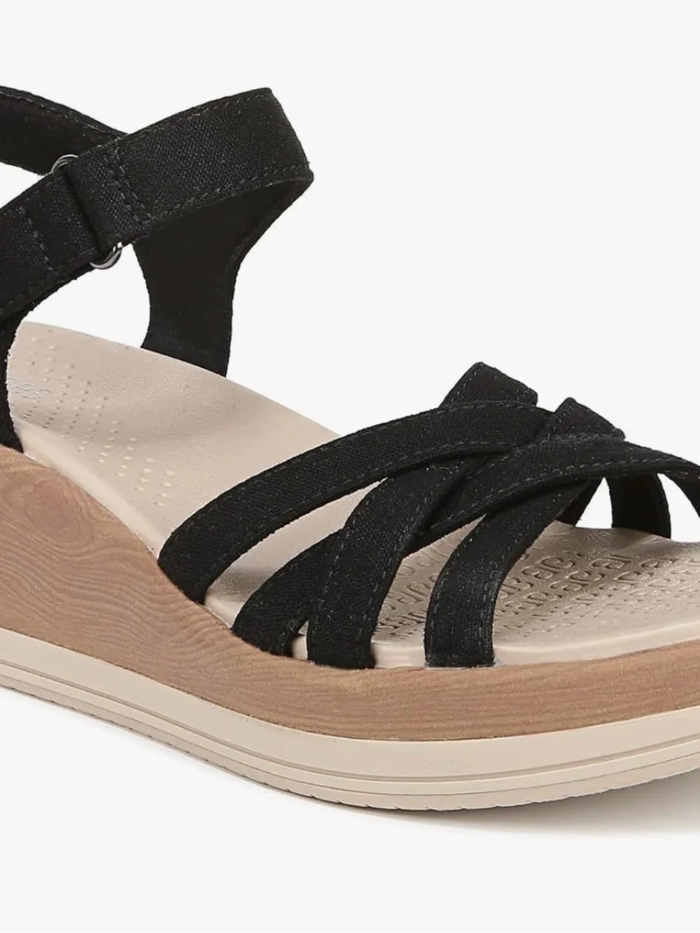 Bzees Women’s Black Strappy Wedge Comfort Sandals Size 8.5W $35